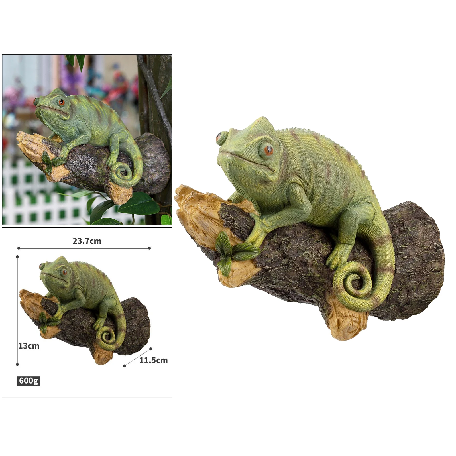 Realistic Chameleon Lizard Sculpture Resin Figurine Garden Decor Home Office Ornament Wall Hanging