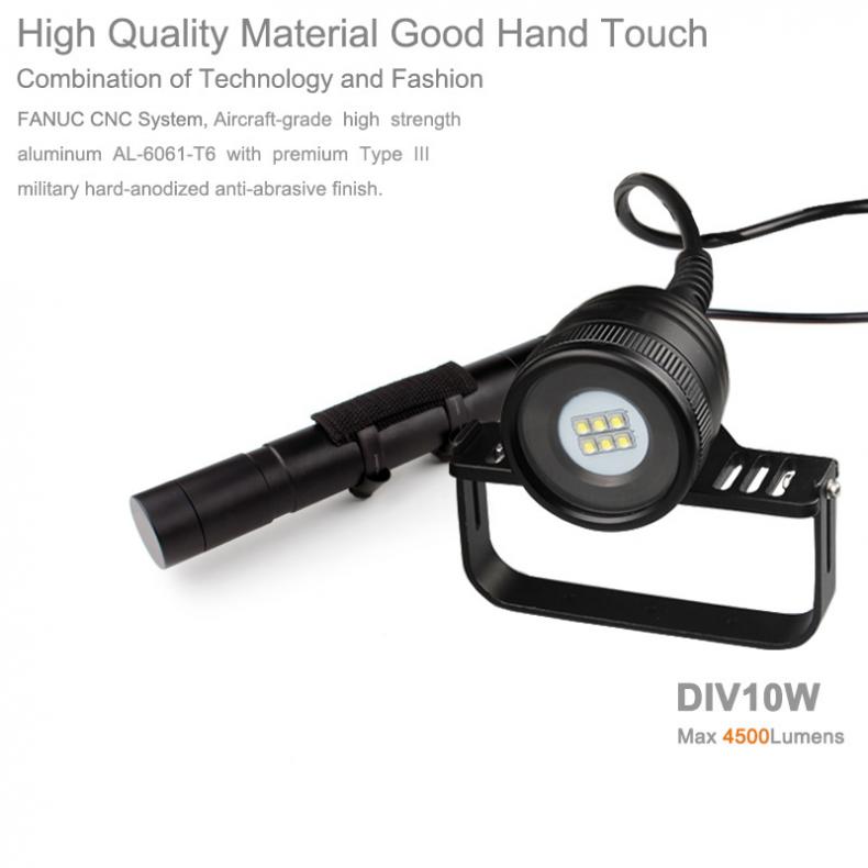 Modos de Mergulho 200m com 5 Impermeável Lumens Xm-l2 u2 Led Subaquático Lanterna Suporte Profissional Mergulho Div10w 4500 6x 9 High Quality Luzes e Iluminação