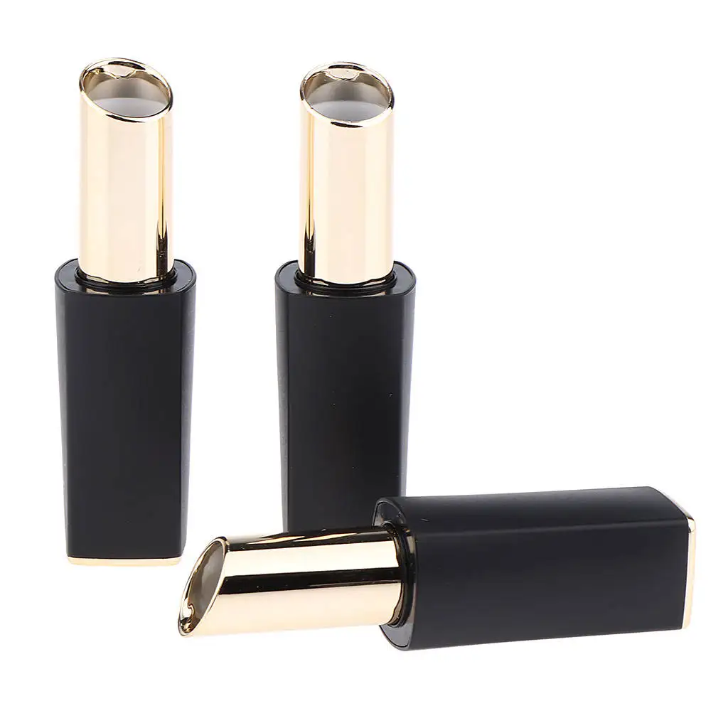 3pcs Plastic Luxurious Empty DIY Lip Balm Tube Lipstick Chapstick Container Cosmetic Holder