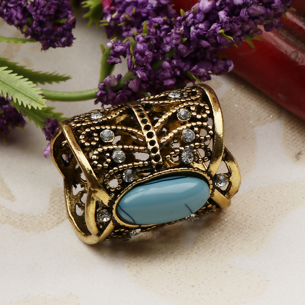 Rhinestone Turquoise Chiffon Scarf Clips Rings Holder Jewelry