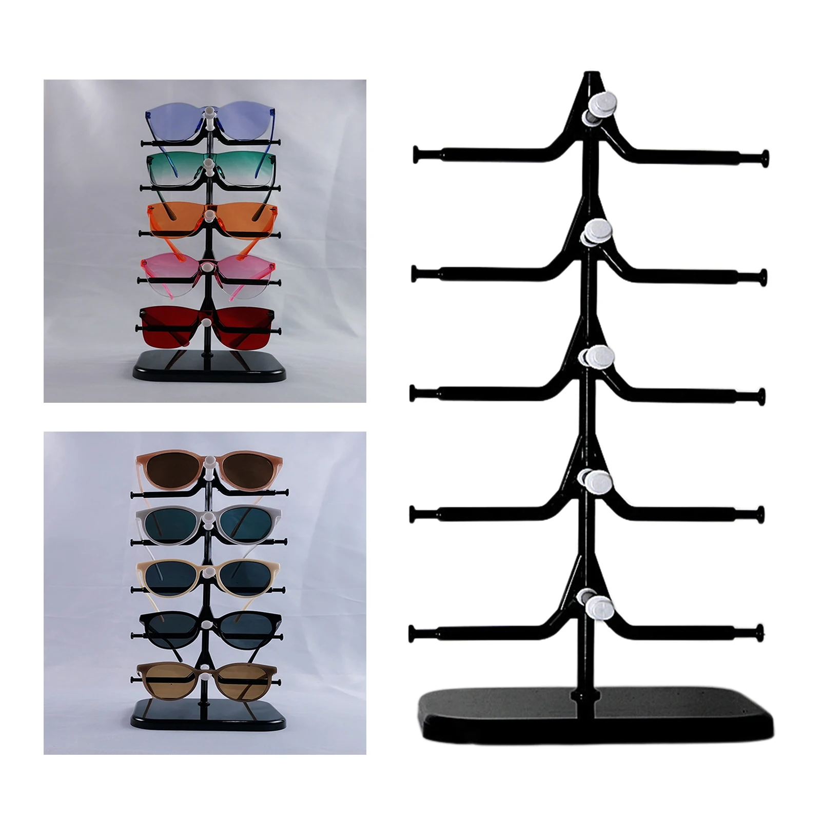 5 Layers Sunglass Display Rack Shelf Eyeglasses Show Stand Holder for 5 Pairs Glasses