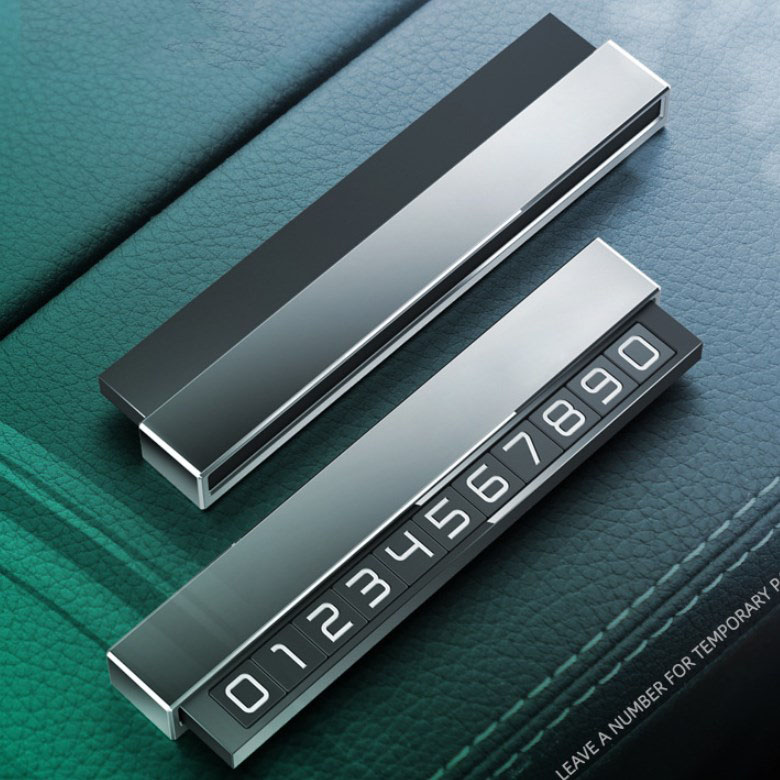 Car Temporary Parking Card Aluminum Alloy Luminous Magnetic Hide Mobile Phone Telephone Number Plate Card Auto Sticker Interior