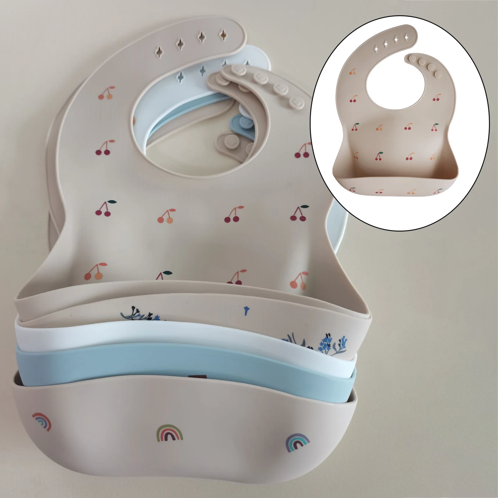 Silicone Baby Bibs BPA Free Waterproof Soft Durable Adjustable Silicone Bibs for Babies & Toddlers