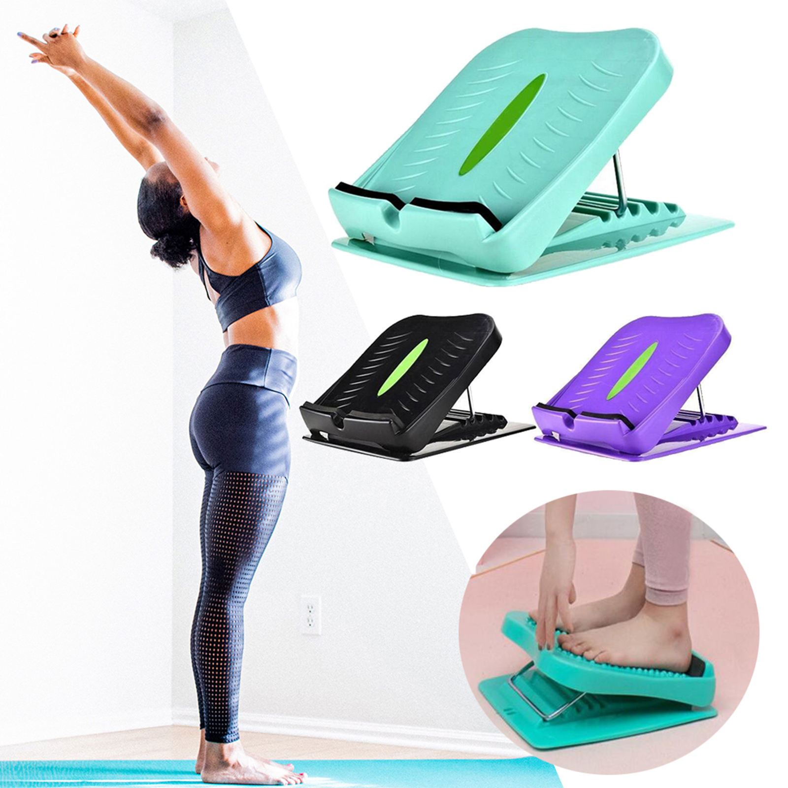 under Desk Slant Board Footrest Adjustable Tilt - Leg Exercise Ankle Foot Calf Stretcher - Heavy Duty 5 Desk Footrest