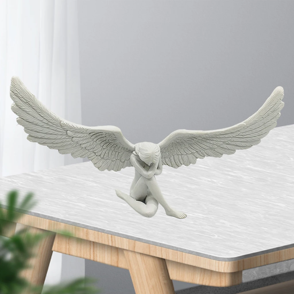 Nordic Angel Wing Figurine Modern Vivid Angel Statue Garden Sculpture Art Resin Crafts Living Room Bedroom Decor Ornaments Gift
