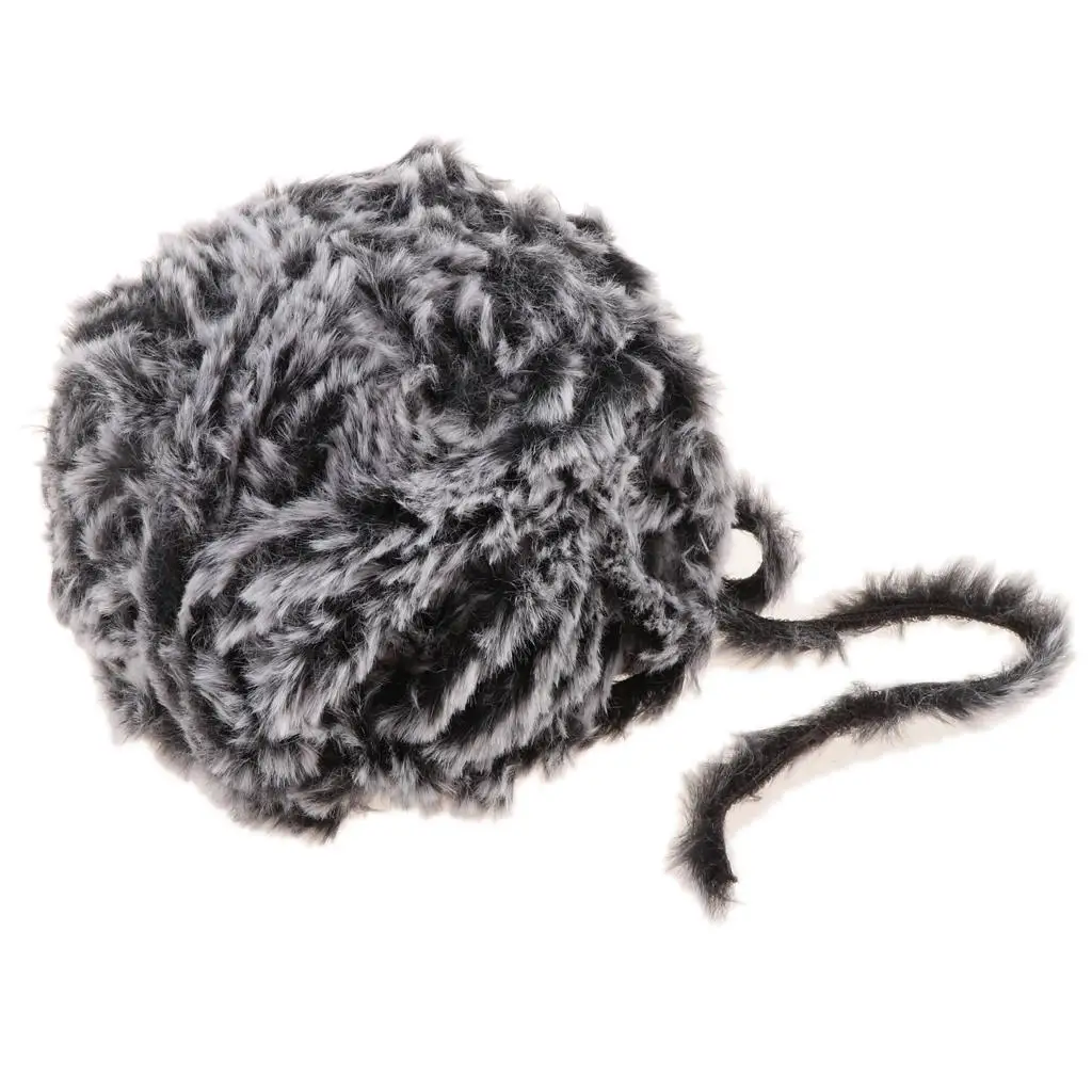 3x32 Meters Soft Fur Yarn for Crocheting Knitting  Black Grey