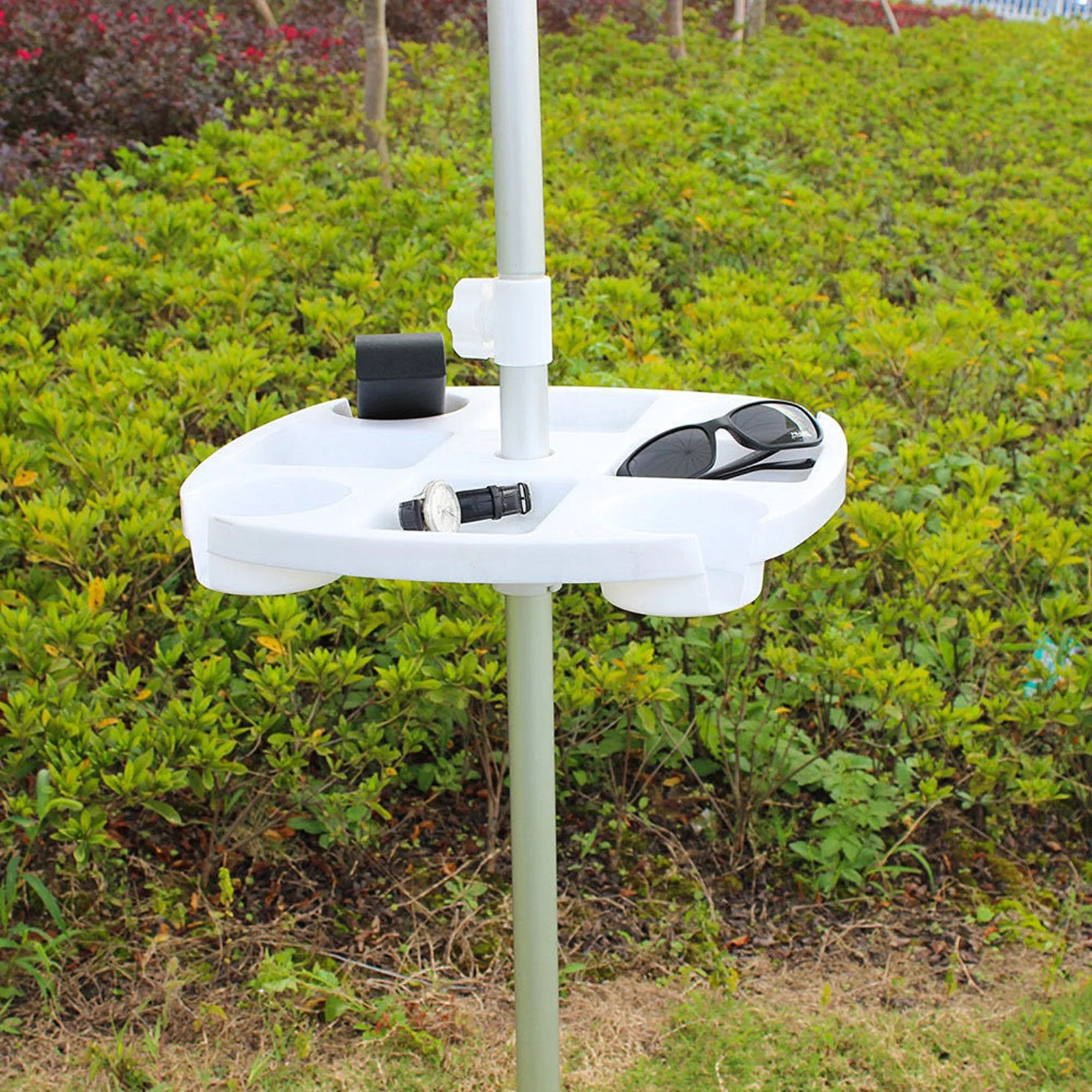 Beach Umbrella Table Tray with Cup Holder for Outdoor Garden Patio Swimming Pool
