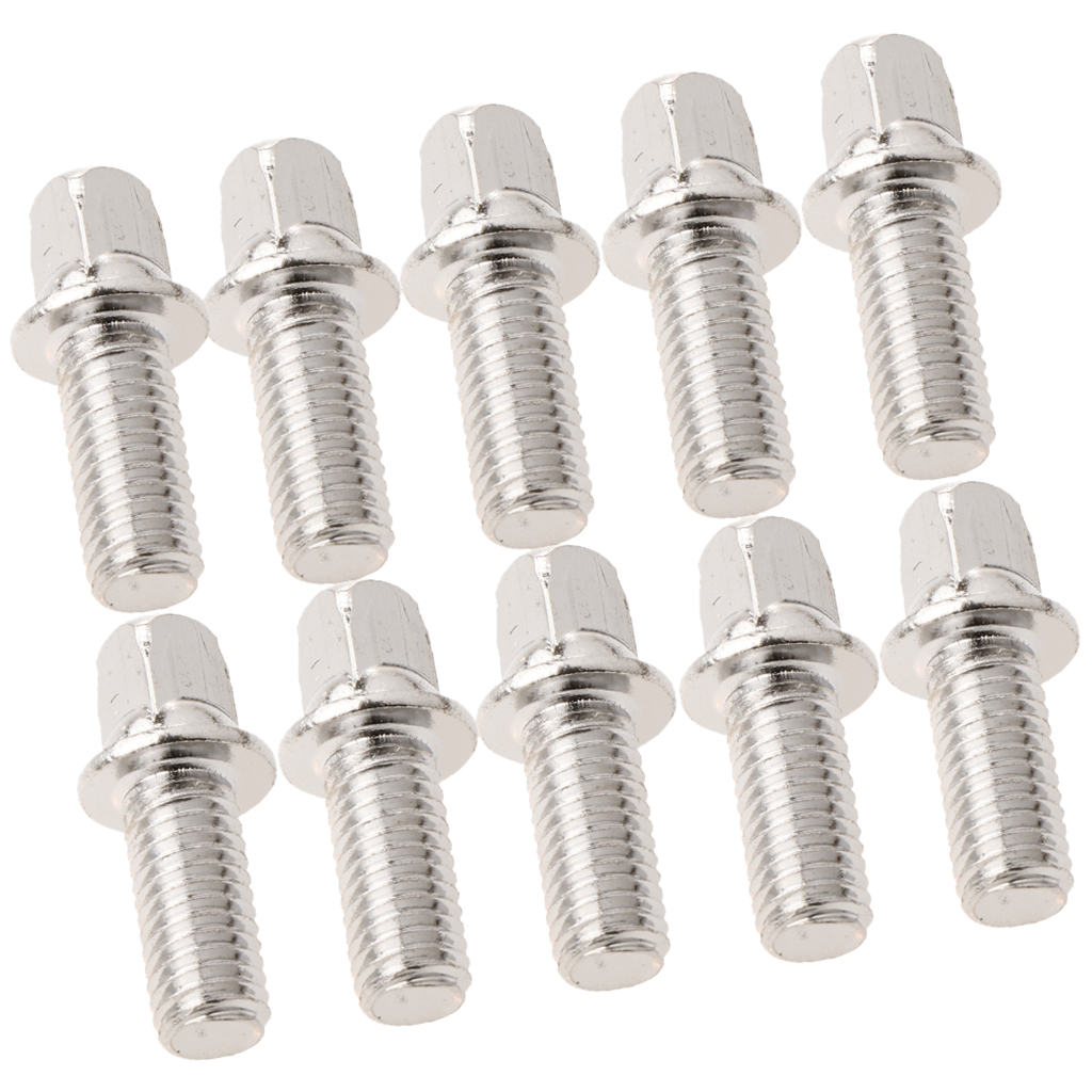 Tooyful Durable 10Pcs/Lot Metal Drum Set Pedal Beater Hammer Mounting Screws Silver for Drummers