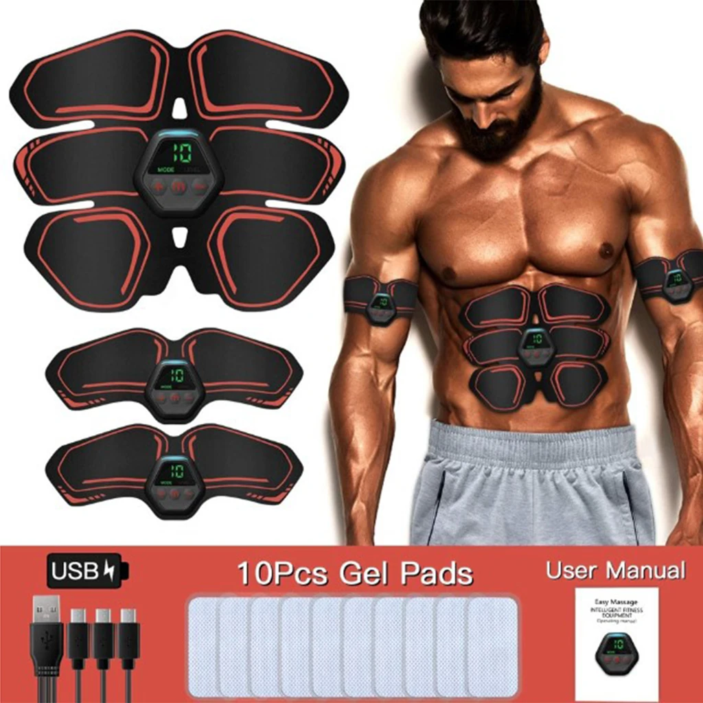 Abs Stimulator Muscle Toner Portable Abdominal Trainer Toning Belt Work Out Fitness ABS with 10 Modes & 20 Levels