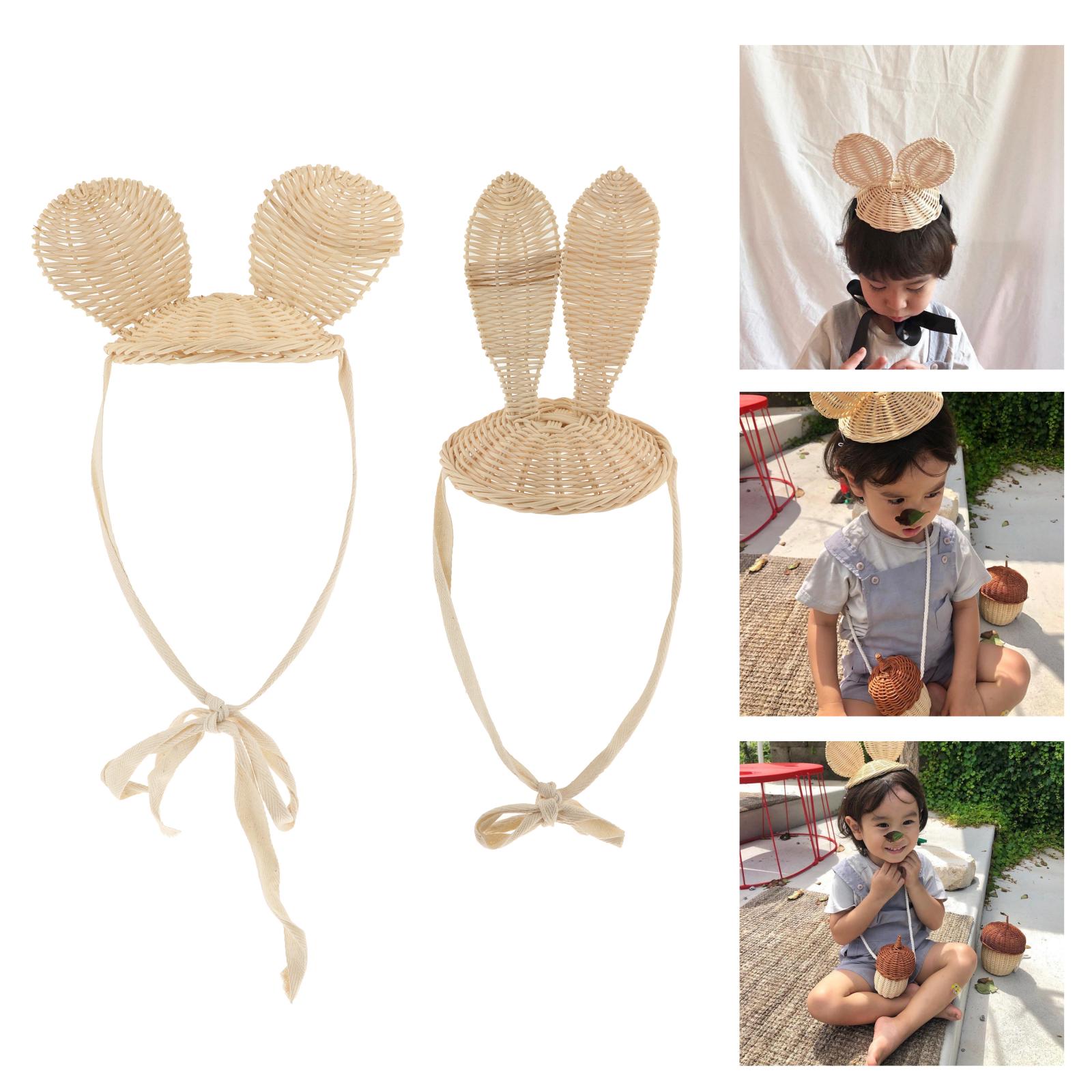 Cute Kids Girl Hand Woven Hat Straw Hairband Cap Headwear Baby Beach Decor