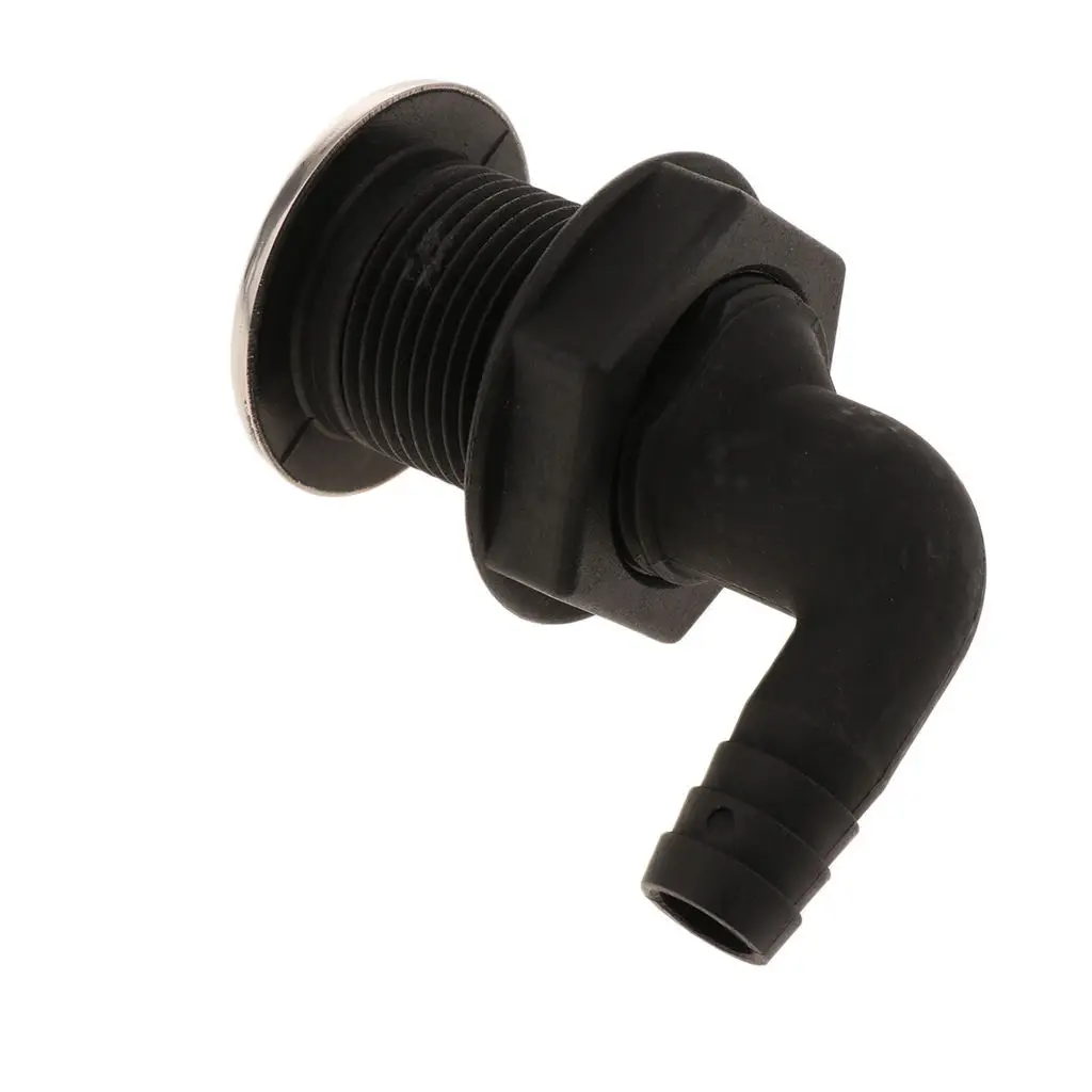 Through Hull Marine Boat Black ABS Plastic Hose Thru Hull Pump Black