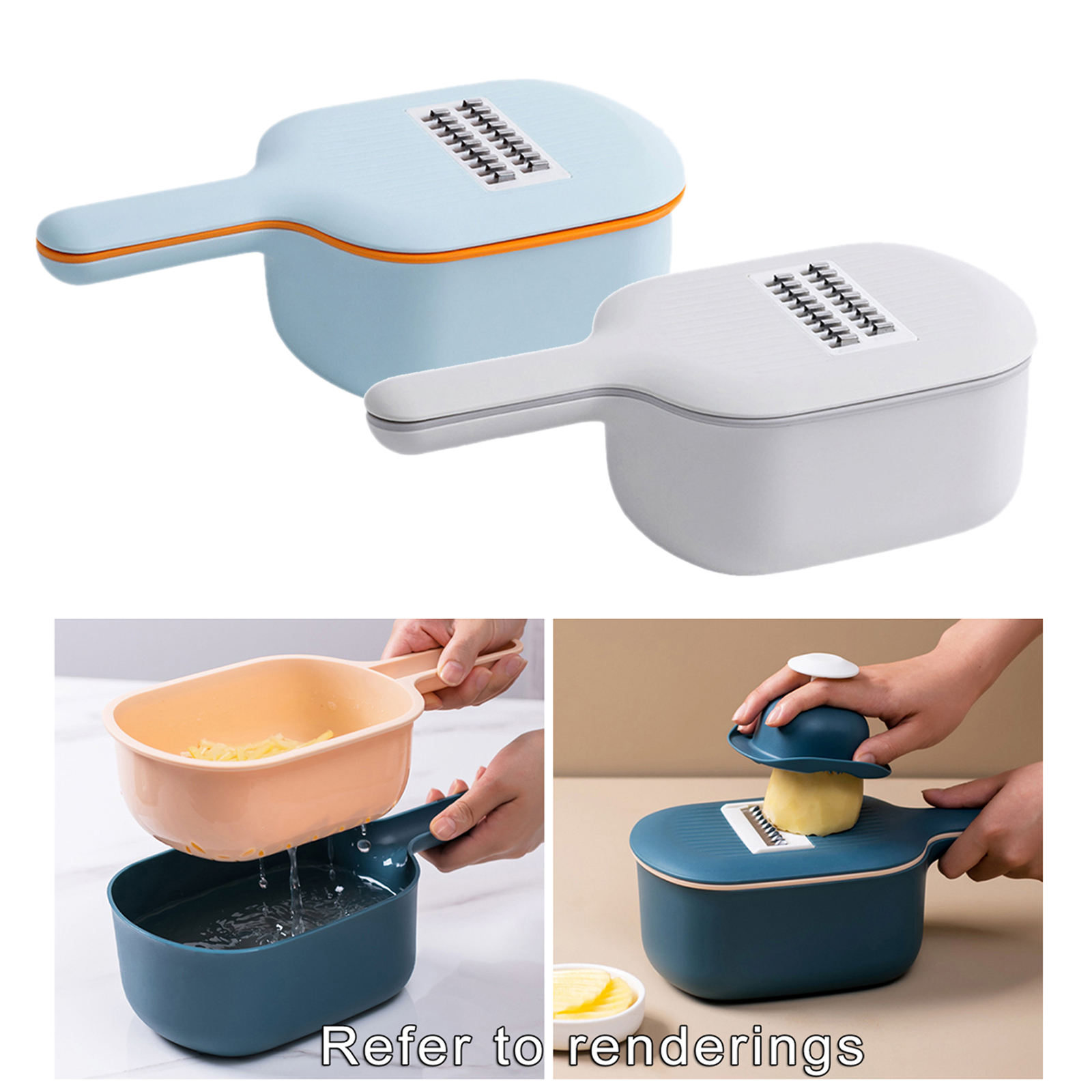 Multifunctional Vegetable Slicer Grater Veggie Dicers Food Choppers Cutter with 4 Blades Storage Container Onions Supplies