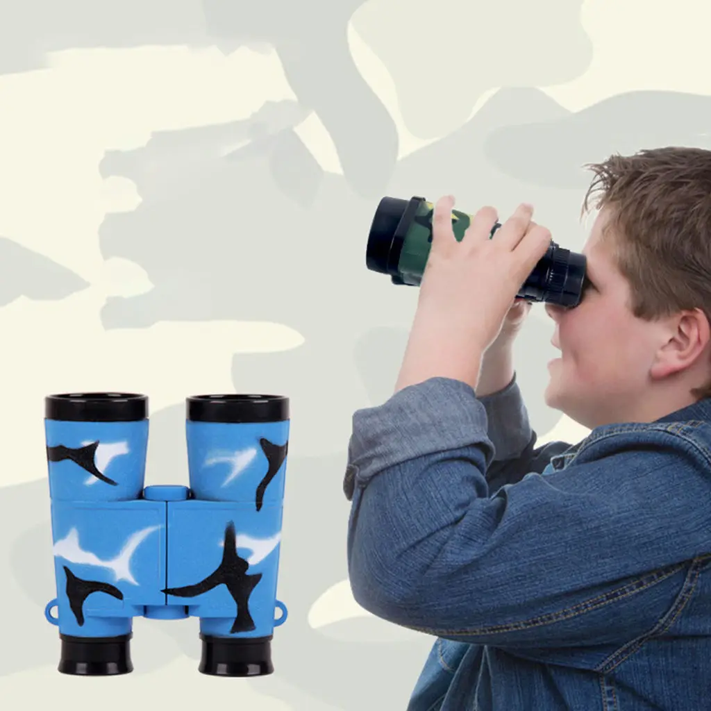 Kids Binoculars Plastic Learning Stimulate Curiosity 6x Magnification Science Education Telescope Toy for Camping Kids 8-12 Boys