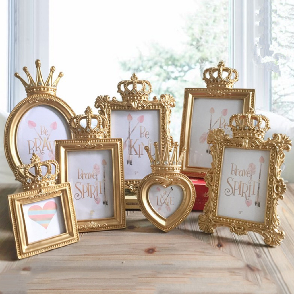 Luxury Baroque Style Gold Crown Creative Decor Resin Image Office Photo Frame Gift House Wedding Decoration