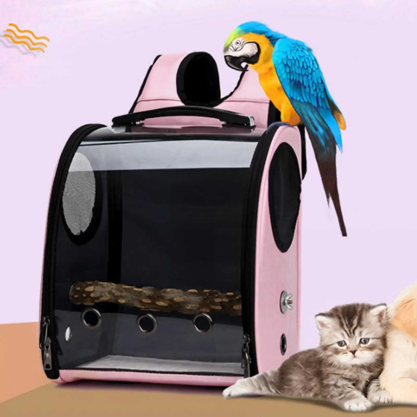 Bird Parrot Pet Carrier Cage Travel Bag Transport Breathable Parrot Go Out Capsule Transparent Space Carry Panoramic Design