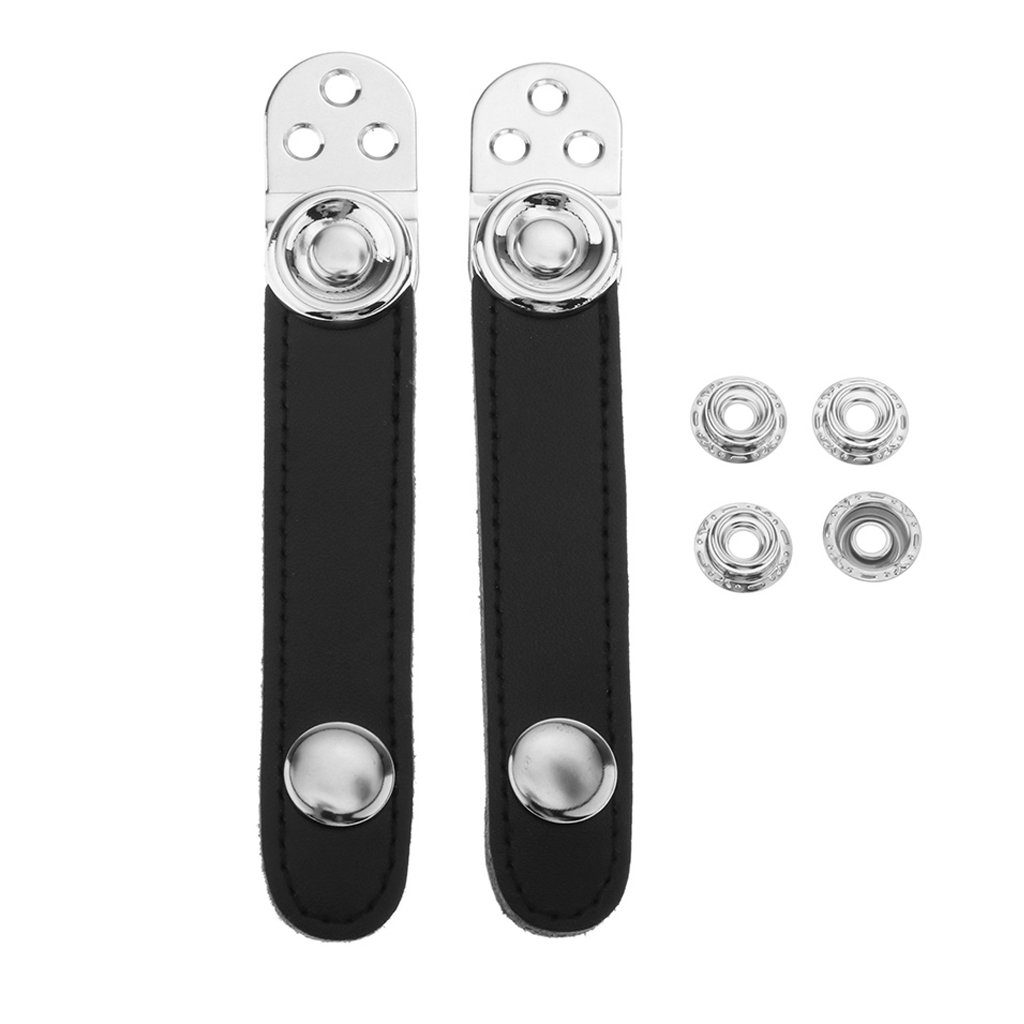 2PCS Bellows Holder Strap Accordion Bellows Spare Parts Straps, Black Leather