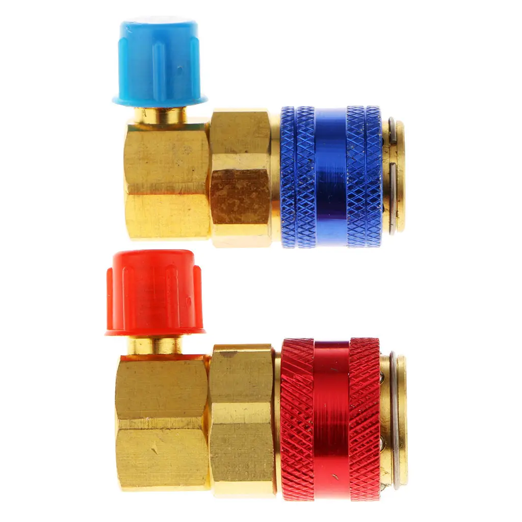 Pair HVAC 1/4 R134a Hi Low Air Condition Quick Connectors Adaptors Coupler Kit for Auto Cars Replacement