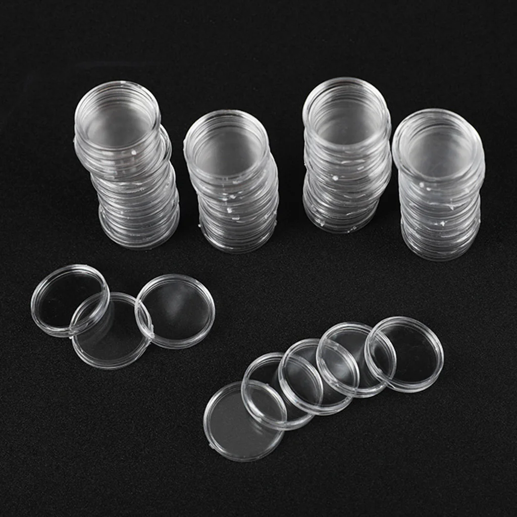 100 Piece Coin Capsules Round Plastic Coin Holder for Accessories, Thickened