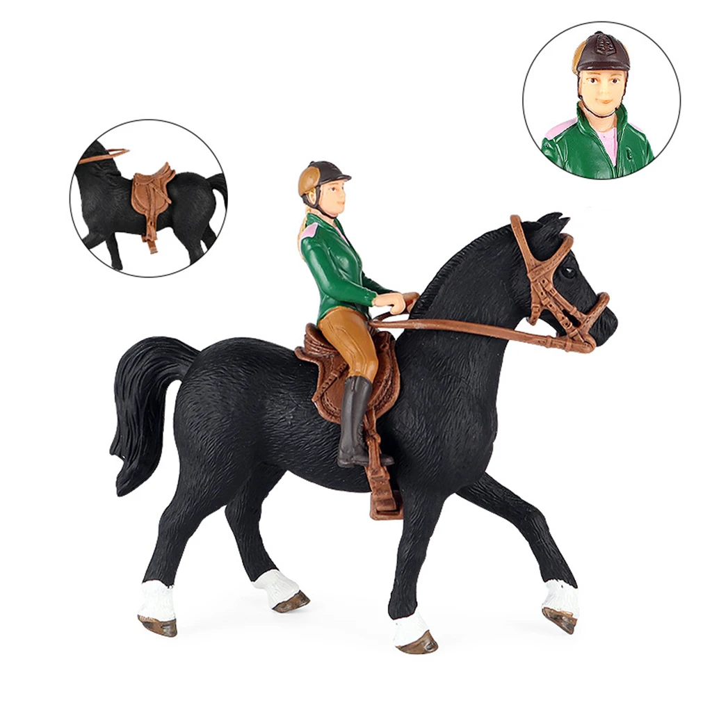 Plastic People Horse Figure Model Mini People Riding Figurine Collectible