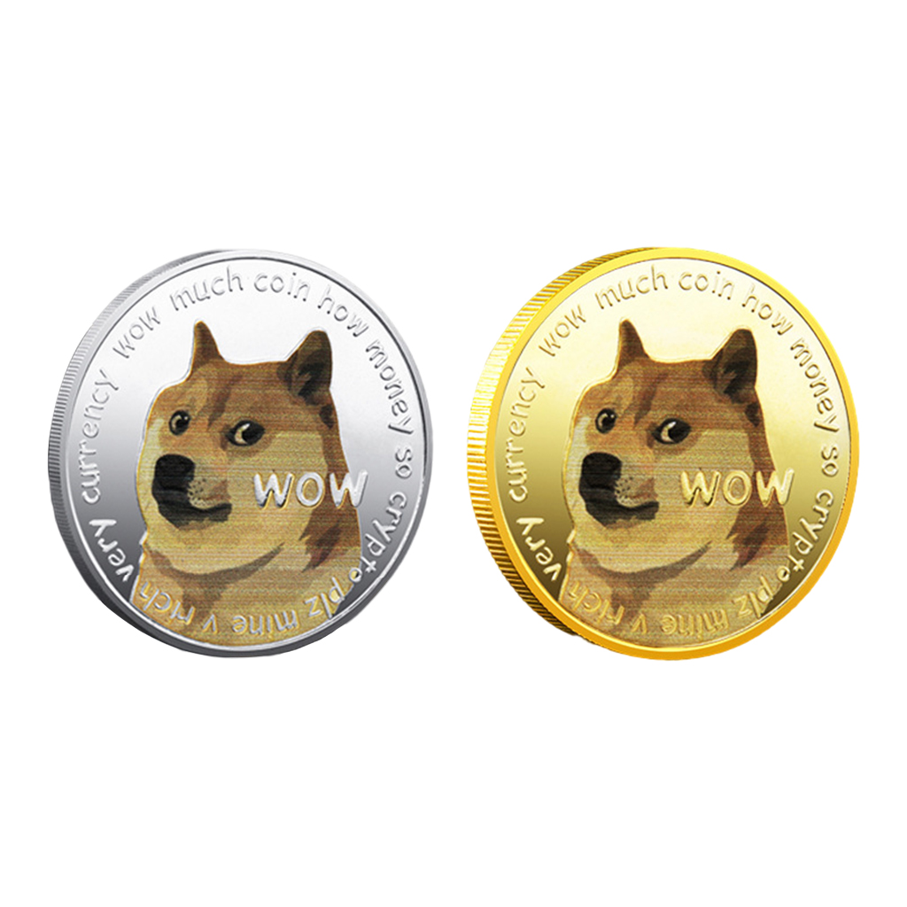 Dog Commemorative Coins Dogecoin Display Desktop Shelf Decor Diameter 4cm