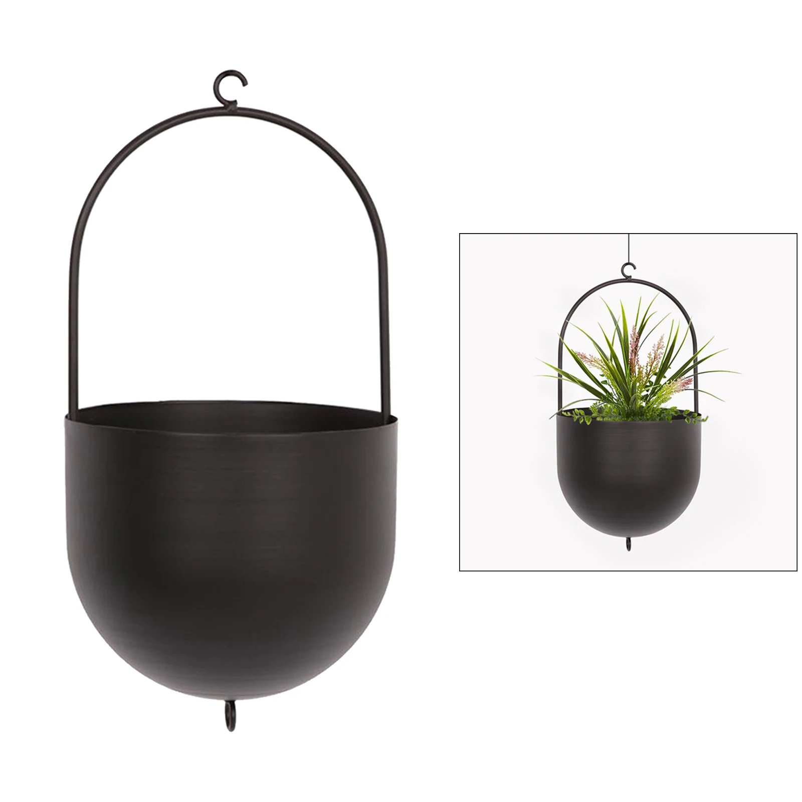 Metal Hanging Planter Swing Flower Pot Plant Holder with Hook for Small Succulent Decoration Balcony Living Room