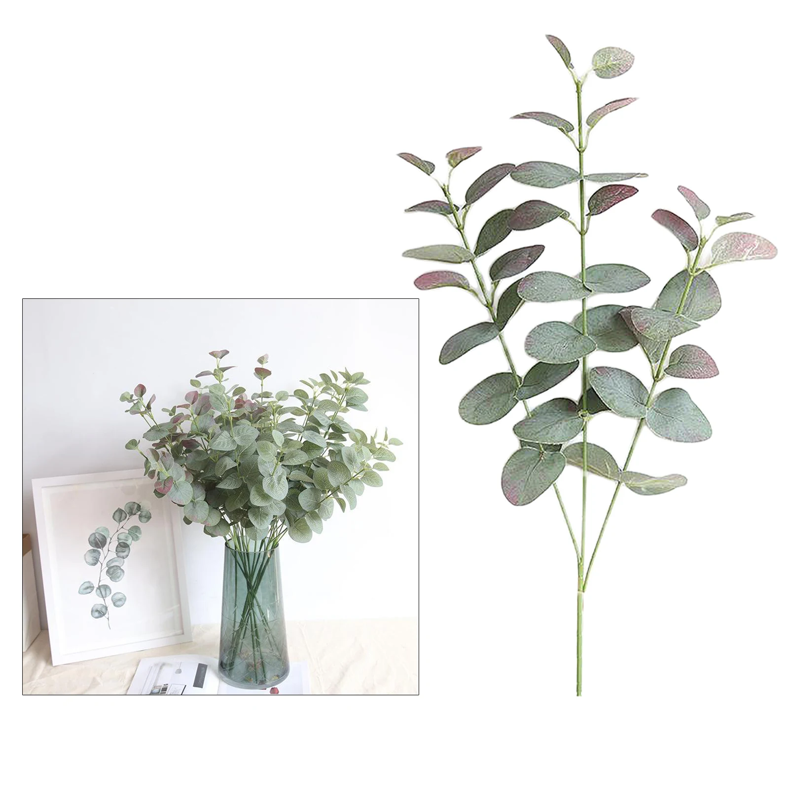 Artificial Plants Eucalyptus Leaf Plastic Green Leaves Fake Flower Plant Wedding Home Decoration Table Decors