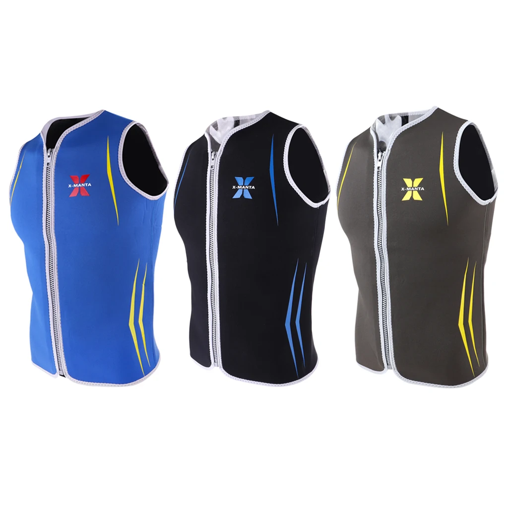 Premium 3mm Men`s Wetsuits Neoprene Sleeveless Front Zipper Vest Jacket Top for Scuba Diving Surfing Swimming Snorkeling Suit