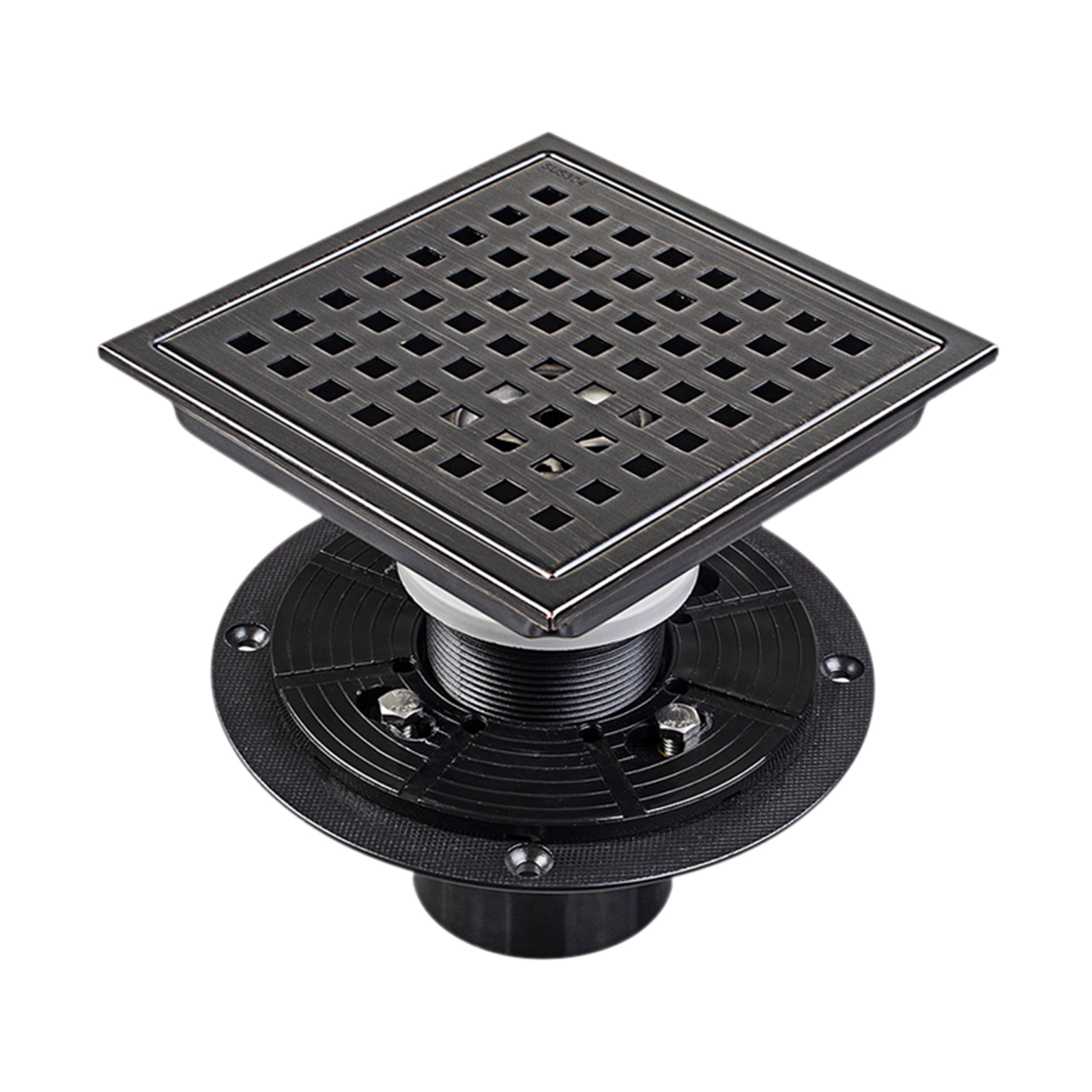 Square Shower Floor Drain Strainers Shower Drain Grid Grate Invisible Bathroom Balcony Hair Strainer Black