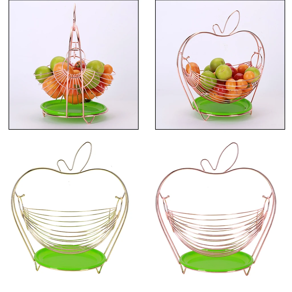Stainless Metal Fruit Swing Basket Fruit Bowl Rack Display Stand Plate