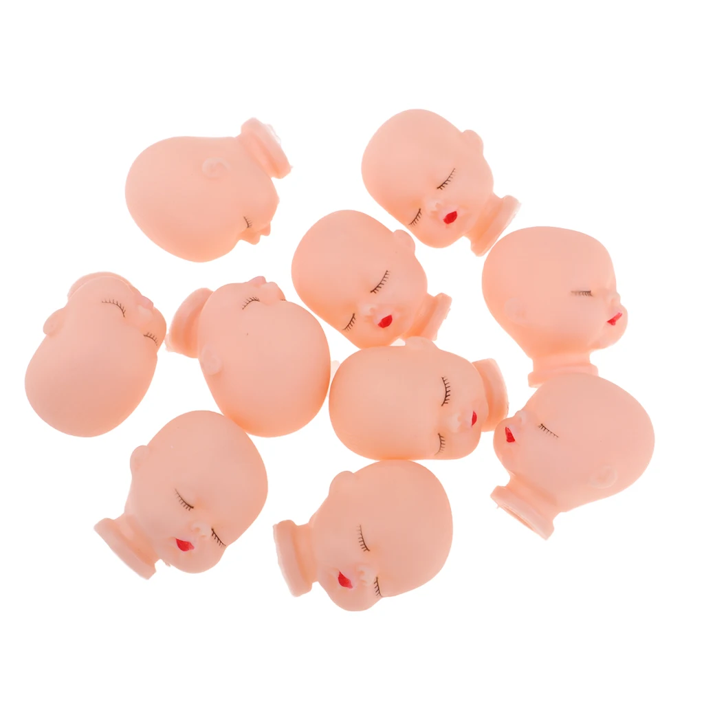 10 Pieces Red Lips Sleeping Baby Heads Shape for Miniature Doll