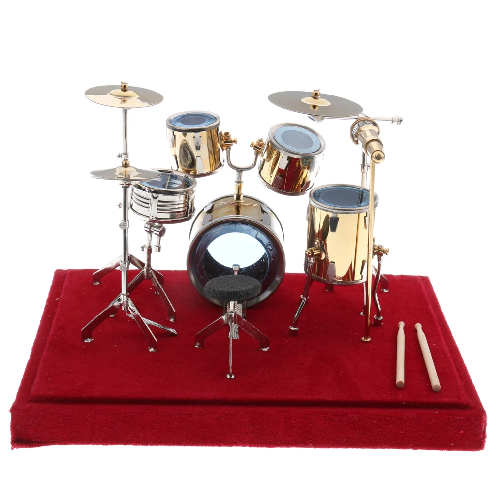 1/12 Dollhouse Miniature Drum Set Model Musical Instrument Figures Accessory