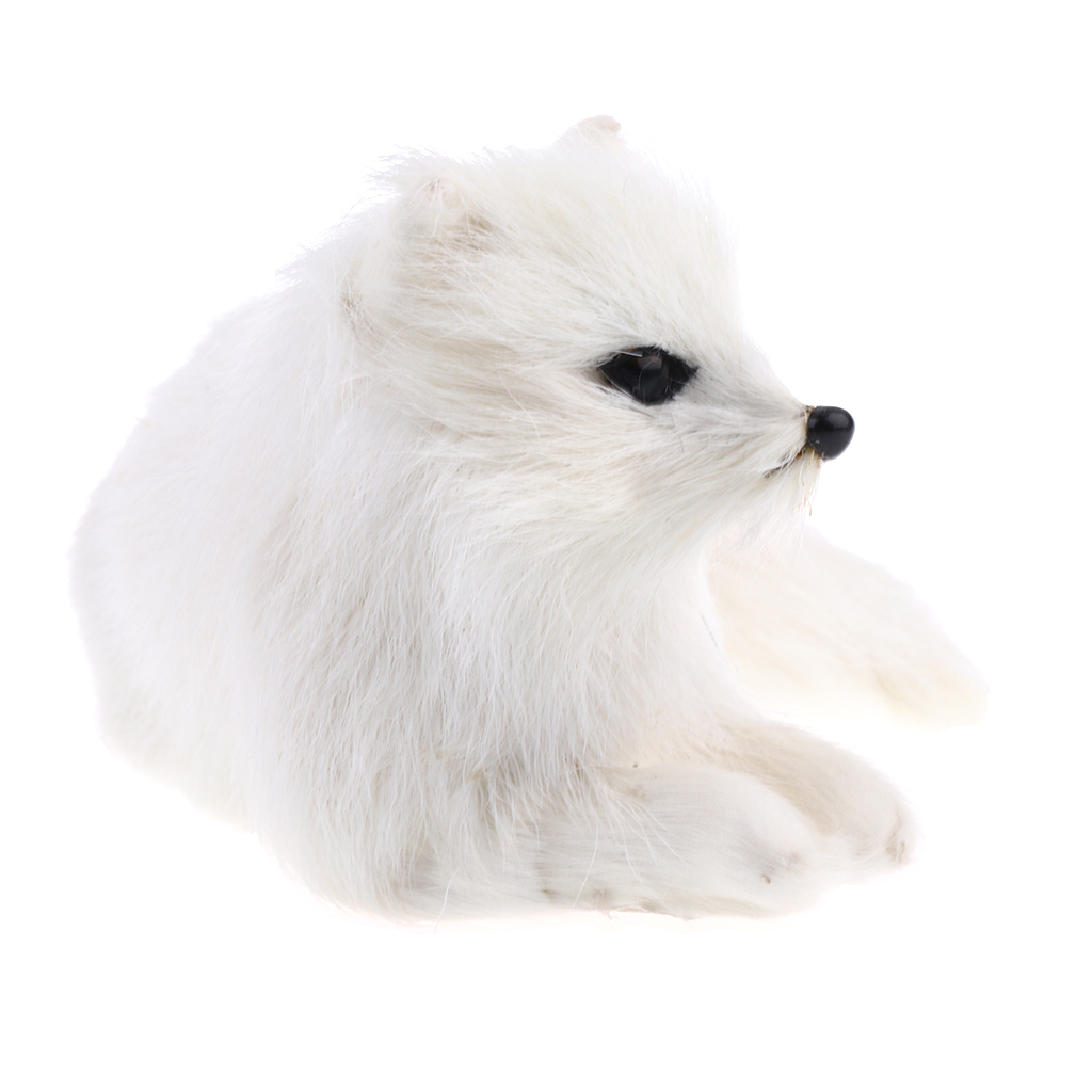Cute White Lifelike Fur Lying  Animal Model Figurine Home Decor Crafts