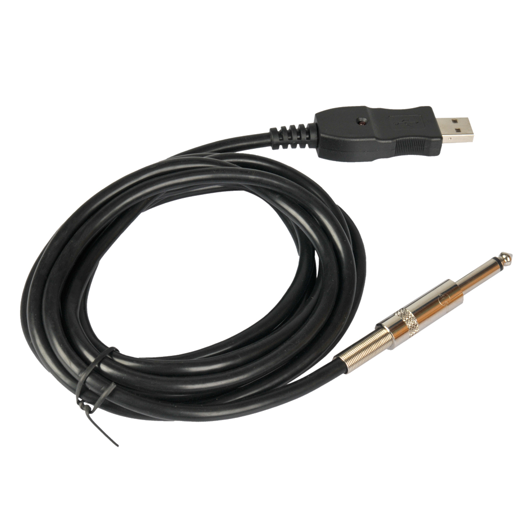 300cm Guitar Bass 1/4'' 6.3mm Jack To USB Connection Instrument Cable Adapter
