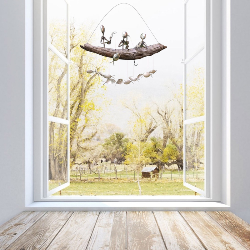 (🔥Hot Sale – 48% Off)fishing Man Spoon Fish Sculpture Wind Chime