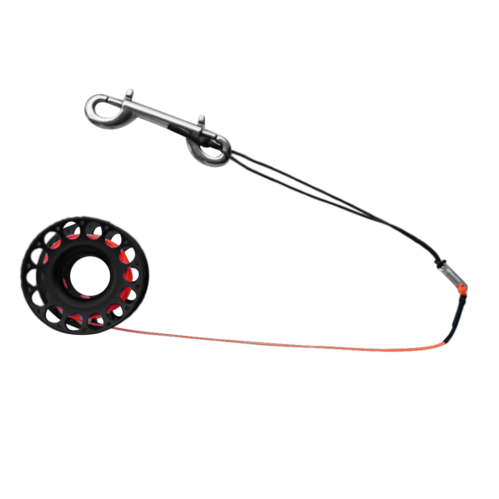 Scuba Diving Aluminum Alloy Finger Reel Spool w/ 30m High Visibility Line Snap Underwater Gear Equipment