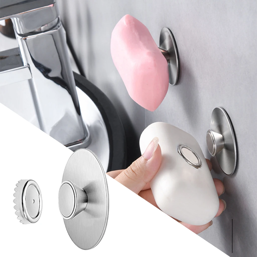 Magnetic Soap Holder Hook Tools Stainless Steel Wall Mount Self-Adhesive
