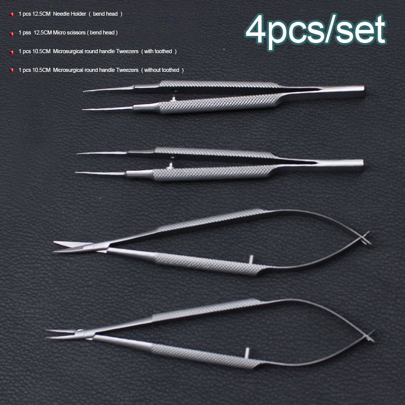 Best of New 4pcs / set Ophthalmic Microsurgical Instruments 12.5cm Scissors+ Needle Holders + tweezers Stainless Steel Surgical Tool Reviews & Tips