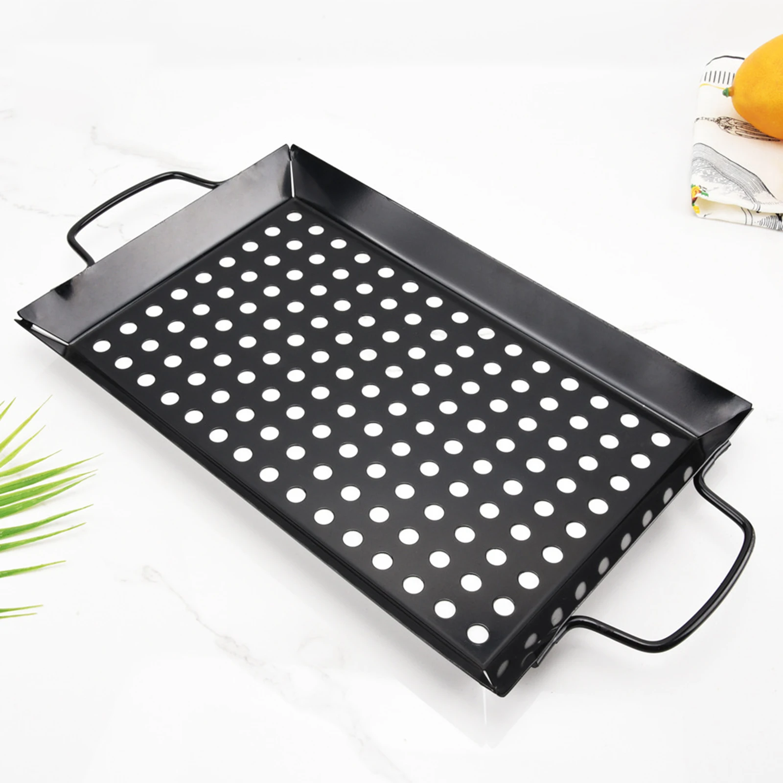 Large Non Stick BBQ Pans Grill Barbecue Basket Carbon Steel Grill Fish Meat