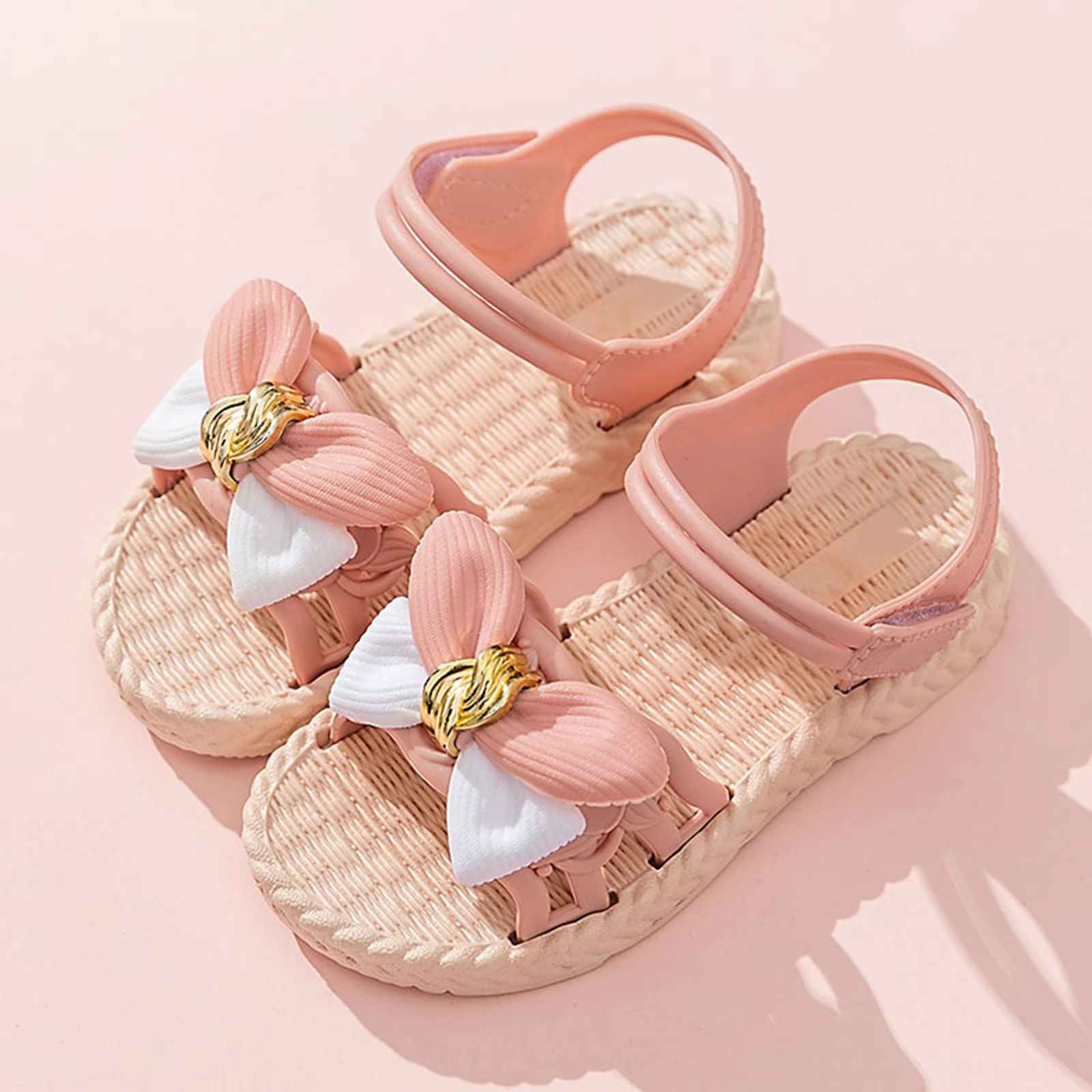 best leather shoes 2022 Girls Soft Sole Princess Sandals for Summer Bow Knot Decors Hollow Out Flat Shoes Pink/ Blue/ Brown extra wide fit children's shoes