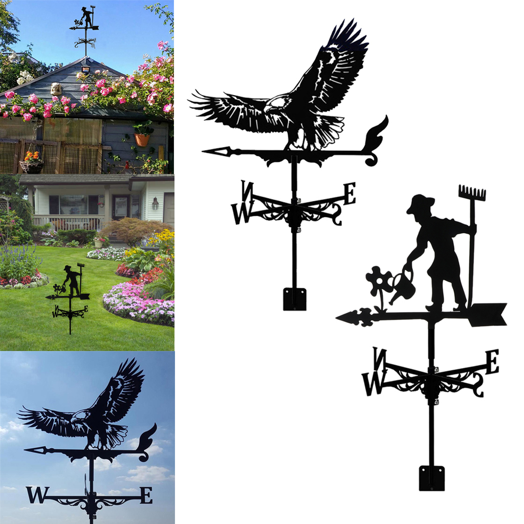Metal Weathervane Roof Mount Weather Vane Outdoor Garden Farm Ornament Decor