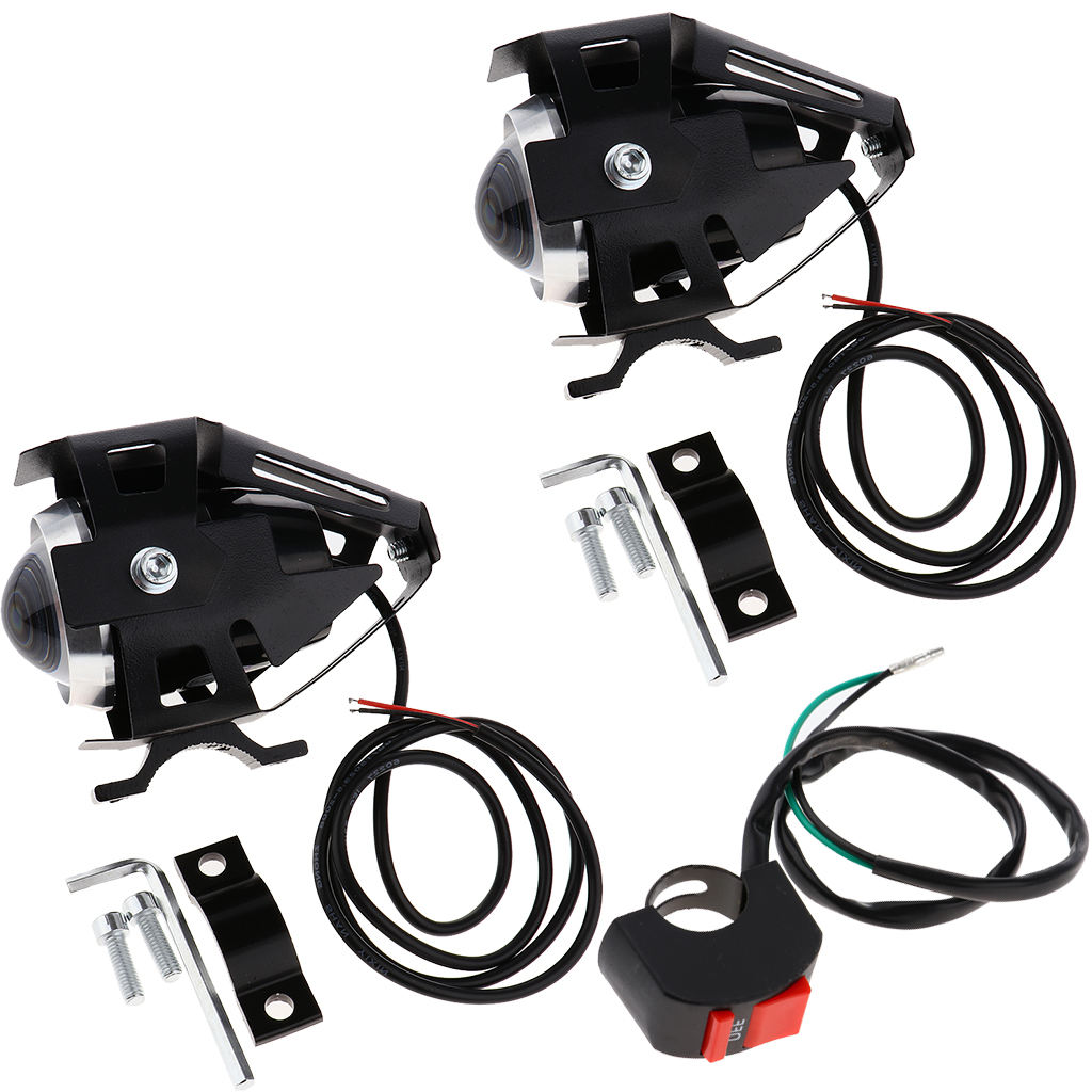 2PCS Motorcycle LED Headlight 125W 3000LM U5 Waterproof Driving Spot Head Lamp Fog Light Switch Motor Accessories 12V 6000K