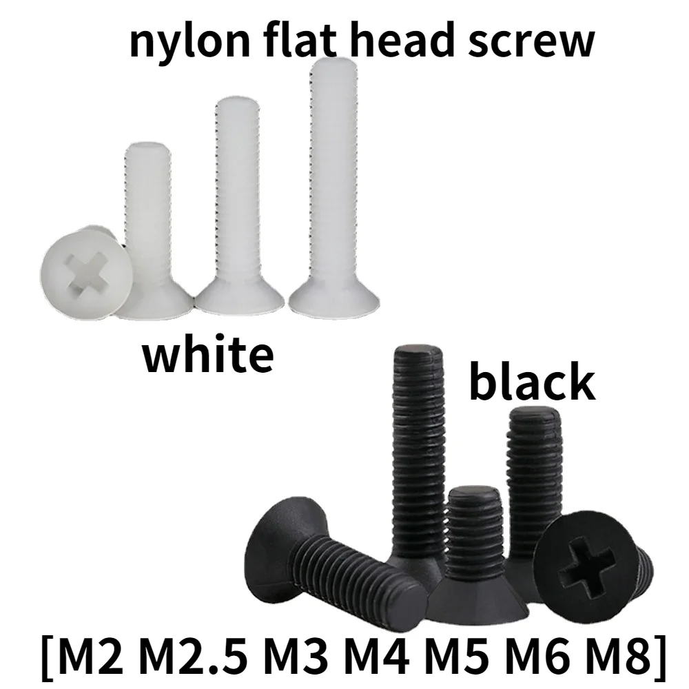 M2 M2.5 M3 M4 M5 M6 Black Plastic Nylon Phillips Cross Round Pan Head Screws Nut 