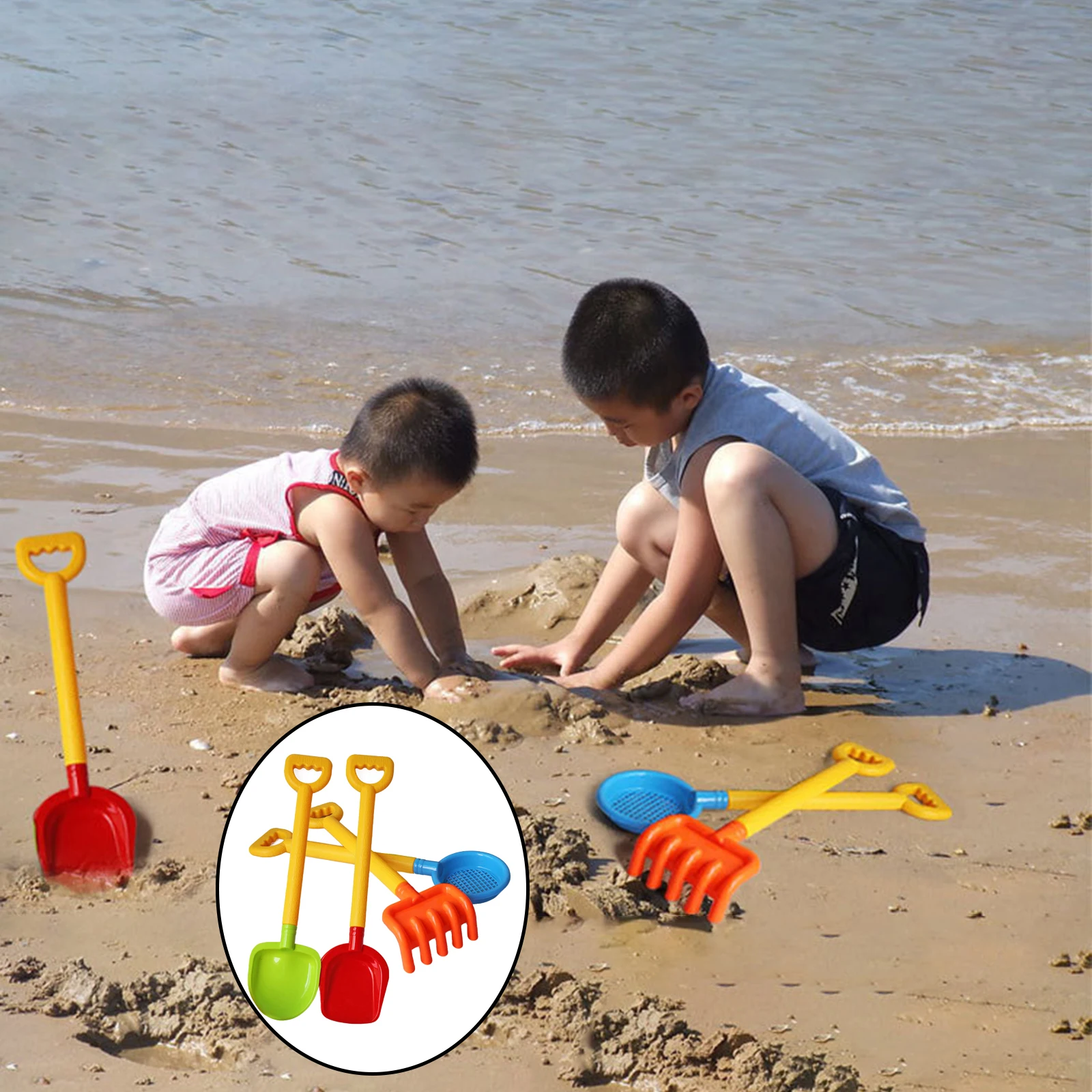4x Sand Shovel Rake Beach Pit Play Kids Seaside Water Tools Toys