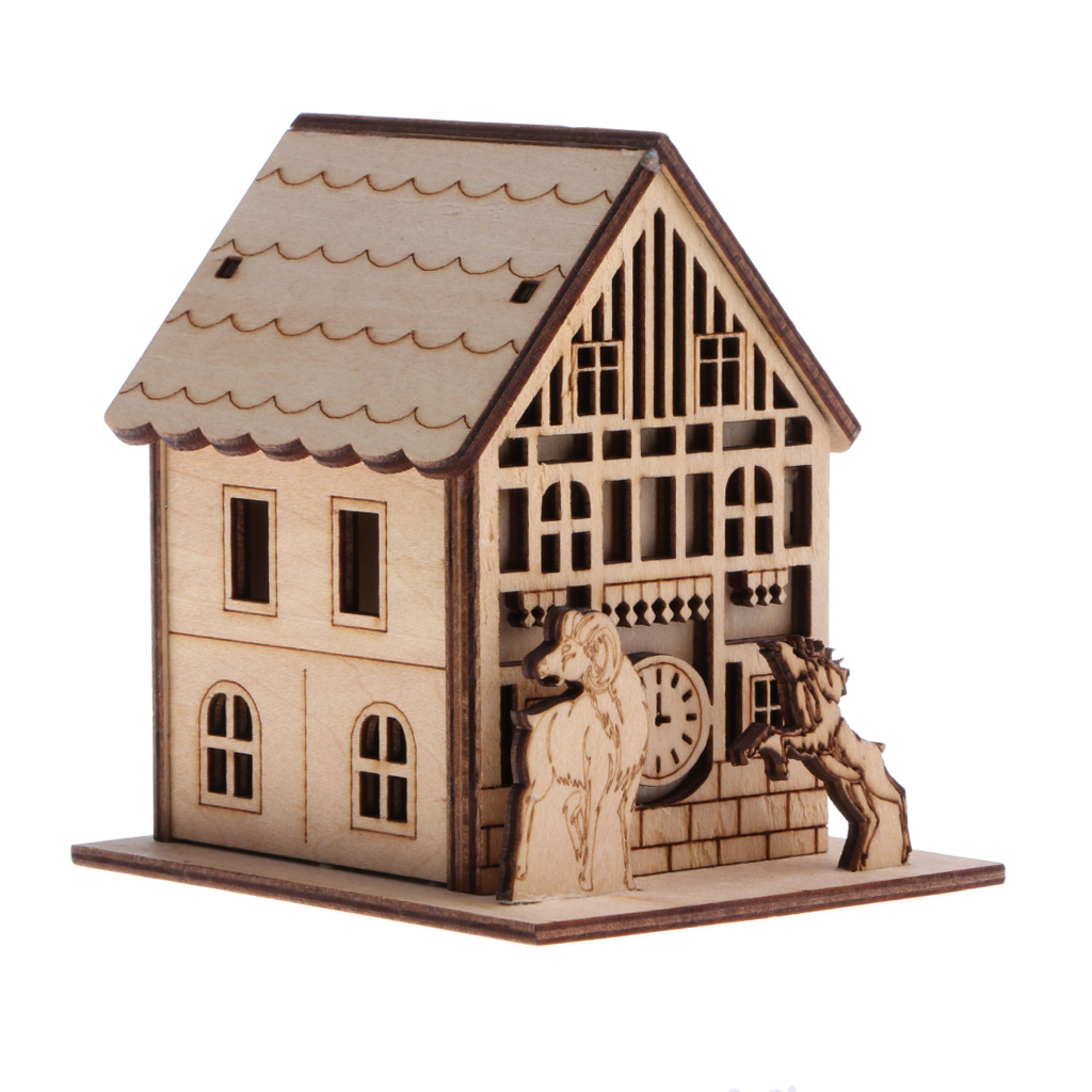3D Wooden Jigsaw Puzzle Assembly Model House Christmas Dollhouse Construction Kit for