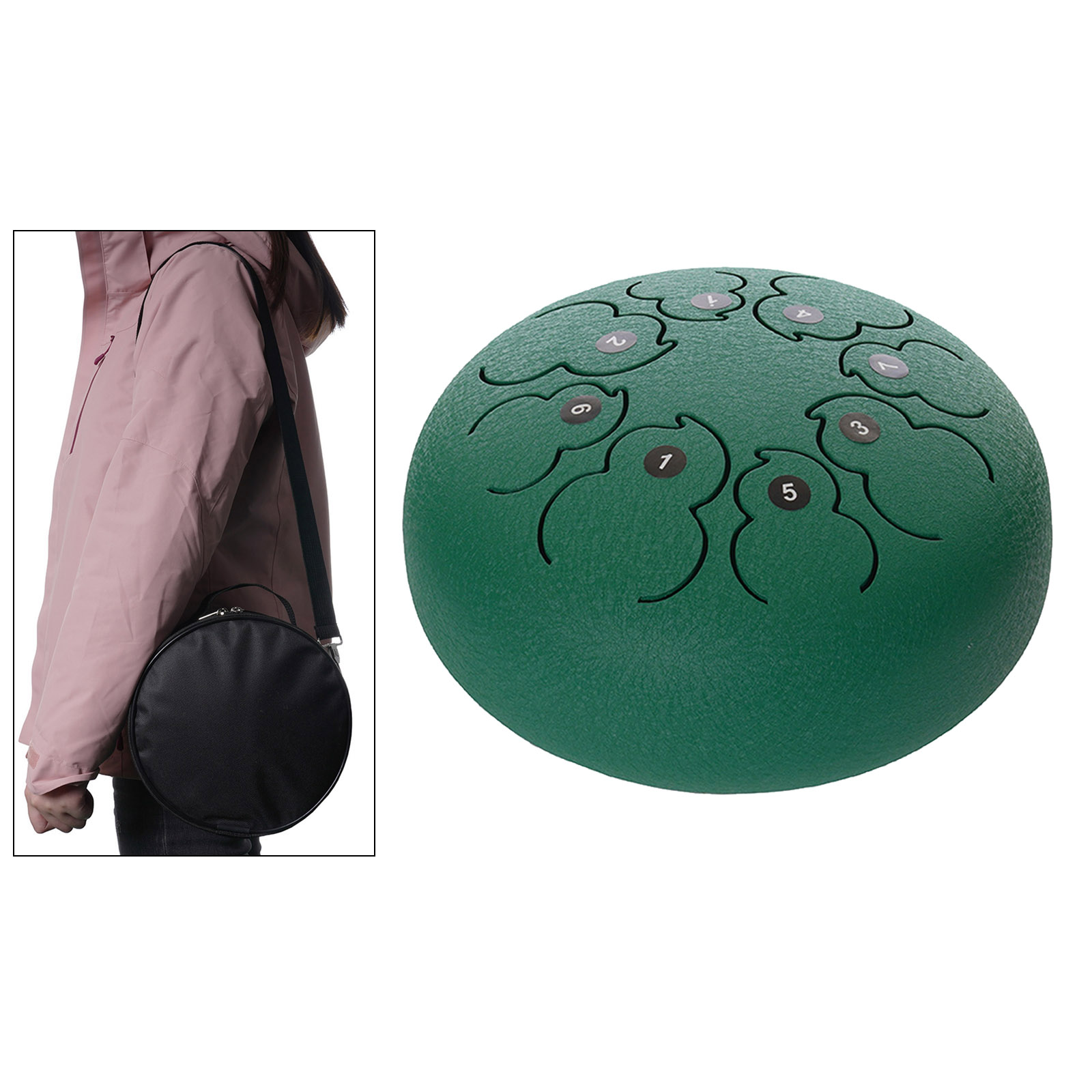 1pc Green Steel Tongue Drum Handpan Standard C Key with Drum Mallets Music Book Notes Stickers Gift for Beginner Pro