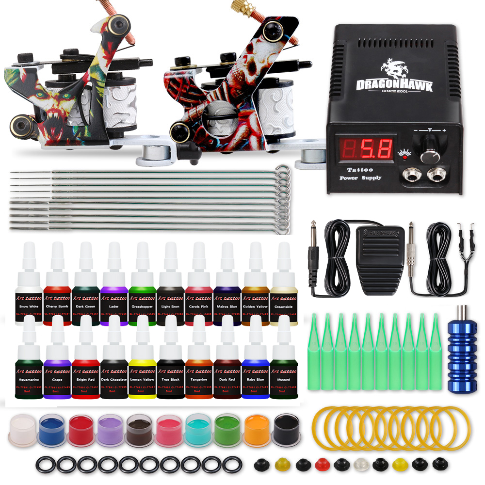 Complete Beginner Tattoo Kit Supplies Equipment Set 2 Coils Machine