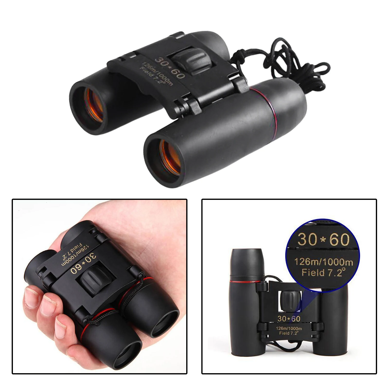 Nuovo giorno e notte Vision 30 x 60 Mini Compact Binoculars pieghevole 