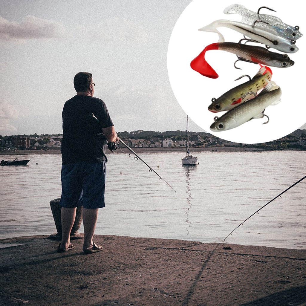 5Pcs Fishing Lures Surface Topwater Bait Soft Baits with Box for Saltwater Freshwater Snakehead Trout Bass