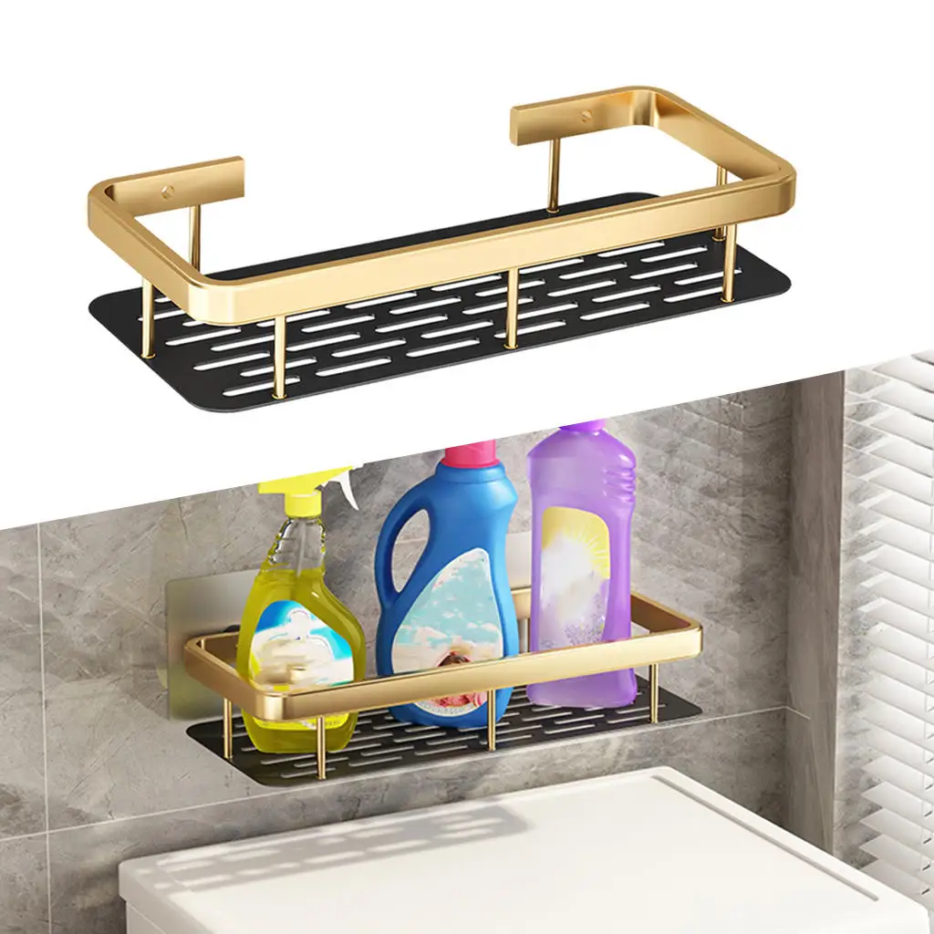 Wall Shower Caddy Free Nails Shampoo Holder Alumimum Tidy Tray Storage Rack Non Rust Multifunction for Bathroom Drom Kitchen