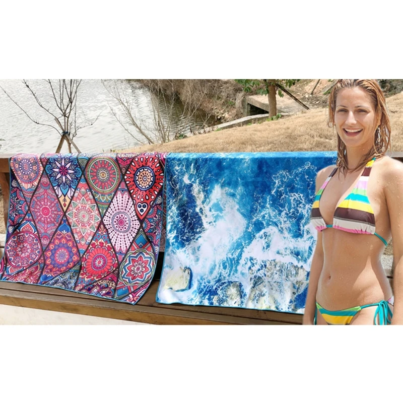 National Style Digital Printing Bath Sauna Beach Towel Quick-Drying Double-Sided Tapestry Meditation Yoga Mat Soft Compact X3UA shein bathing suit cover ups